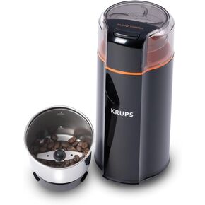 Krups One-Touch Coffee and Spice Grinder 3 Ounce Bean Hopper Easy to Use, One Touch Operation 200 Watts Coffee, Spices, Dry Herbs, Nuts, 12 Cup Black