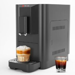 Milpoog ES320 Fully Automatic Espresso Machine,Compact Automatic Espresso Machine with Grinder, Touch Screen, 4 Coffee Varieties for Home and Office,Black