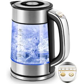 غلاية كهربائية من Pukomc - غلاية ماء ساخن سعة 1.7 لتر - غلاية شاي زجاجية بفتحة واسعة ومؤشر LED، إيقاف تلقائي وحماية من الغليان الجاف - السلسلة 9460 in Kuwait