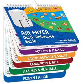 TZARROT Air Fryer Magnetic Cheat Sheet Set, Over 200 Foods Air Fryer Cooking Guide Flip Chart Magnetic, Air Fryer Accessories Cooking Time Charts and Recipe Booklet