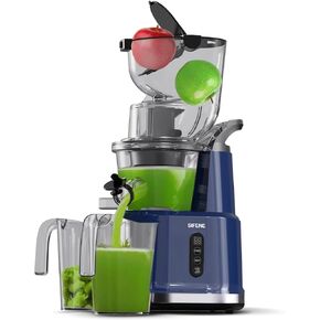 SiFENE Cold Press Juicer Machines, Big Mouth 83mm Opening Whole Slow Masticating Juicer, Easy-Clean Juice Extractor Maker For Full-Bodied Fruit & Veg Juice, High Yield, Non-BPA, Blue