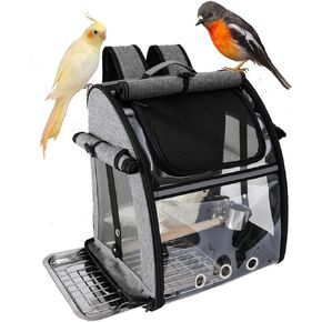 Portable Bird Carrier Backpack - Ideal Bird Travel Carrier for Parrot, Finch, Sparrow - Bird Backpack with Portable Cage