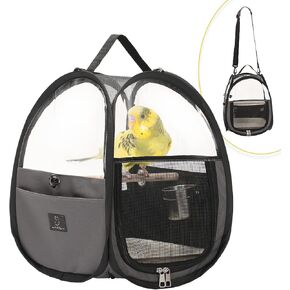 A4Pet Bird Carrier for Travel - Small Bird Travel Cage, Bird Bag with Stand, Tray and Feeding Cup, Portable and Lightweight for Small Animal Carrier