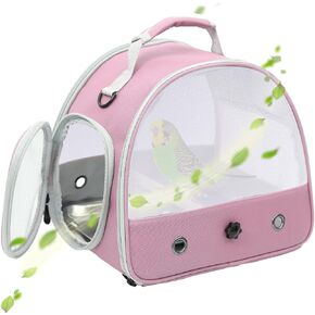 Bird Travel Carrier, Portable Small Bird Parrot Parakeet Carrier with Standing Perch and Soft Mat, Side Access Window Collapsible to Carry and Transport Birds Vet Visit (NO Tray)