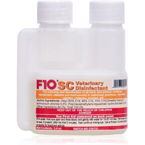 F10 SC Concentrated Veterinary Disinfectant & Cleaner for Kennels, Litter Box, Cage, Terrariums, Habitats, Vet Practices - 100 ml (3.4oz)