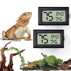 Palksky Bearded Dragon Tank Accessories, 2PCS Reptile Terrarium Thermometer and Humidity Gauge for Leopard Gecko/Hermit Crab/Snake, High-Accuracy LCD Digital Display, Self-Adhesive, Traceless