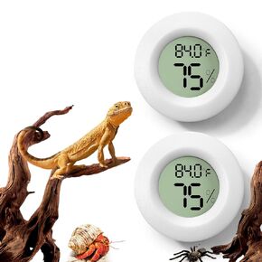 2 PCS Rectangle Reptile Thermometer and Humidity Gauge for Bearded Dragon Accessories, Reptile Tank Accessories for Jumping Spider, Leopard Gecko, Hermit Crab, Gecko, Ball Python, Lizard