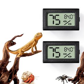 2 PCS Rectangle Reptile Thermometer and Humidity Gauge for Bearded Dragon Accessories, Reptile Tank Accessories for Jumping Spider, Leopard Gecko, Hermit Crab, Gecko, Ball Python, Lizard in Kuwait