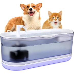 Cat Water Fountain Pet Drinking Dispenser with Wireless Pump, Ultra Silent Large Water Bowl for Dogs 78oz/2.3L Indoor Automatic Feeding & Watering Supplies with Smart Indicator Light