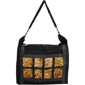 Skyehomo أكياس القش الحصان الأسود 600D أكسفورد القماش تغذية بطيئة حمل الحقائب مع المربعات الصغيرة سعة كبيرة أكياس التغذية للخيول الماعز الألبكة in Kuwait