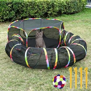 Naielfopet Outdoor Cat Enclosures Playground with Bag Storage, Portable cat playpen for Indoor Cat Tent Enclosed with Play Ball, catio Outdoor cat Enclosure Cat Tunnel Suitable for Small Animals