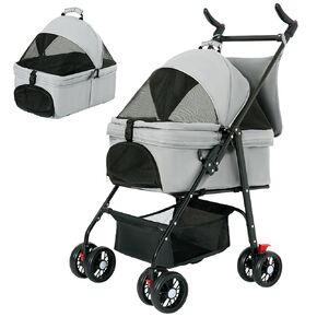 Pet Stroller,3-in-1 Folding Dog Stroller,Multifunction Dog Cat Jogger Stroller,4 Wheel Foldable Pet Stroller with Detachable Carrier Storage Basket&Storage Bag for Medium Small Dogs Cats