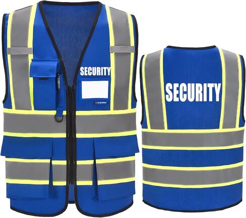 AYKRM Security Vest for Men Women 7 Pockets High Visibility Reflective Safety Vest Front Zipper Meets ANSI/ISEA in Kuwait