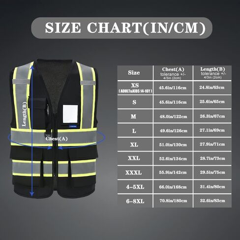 AYKRM Security Vest for Men Women 7 Pockets High Visibility Reflective Safety Vest Front Zipper Meets ANSI/ISEA in Kuwait