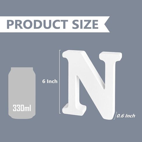 حروف خشبية بيضاء غير مكتملة مقاس 15.24 سم للحرف اليدوية، حروف أبجدية خشبية لحفلات أعياد الميلاد وحفلات الزفاف، ديكور جدار غرفة النوم المنزلية، حرف N in Kuwait