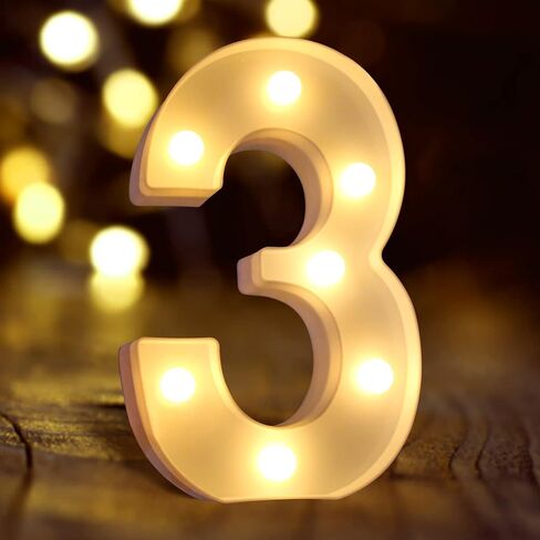 حروف مضيئة، مصابيح حروف LED من Laerjin مع مصباح طاولة مكتب حروف، لتزيين حفلات الزفاف، مصابيح الحروف الأبجدية الأولى تعمل بالبطارية - أضواء الأرقام-1 in Kuwait