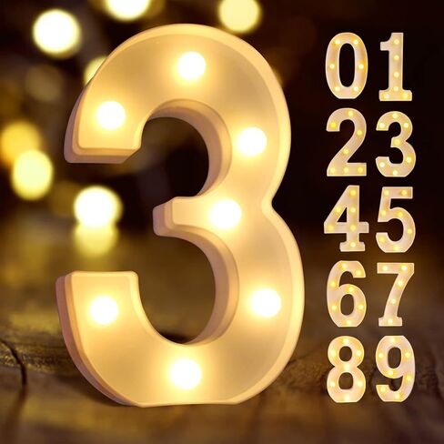 حروف مضيئة، مصابيح حروف LED من Laerjin مع مصباح طاولة مكتب حروف، لتزيين حفلات الزفاف، مصابيح الحروف الأبجدية الأولى تعمل بالبطارية - أضواء الأرقام-1 in Kuwait