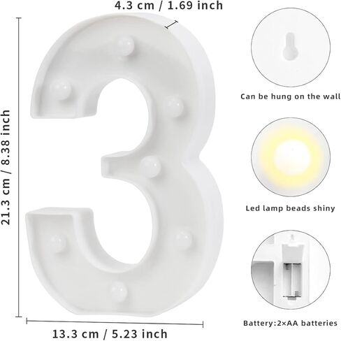 حروف مضيئة، مصابيح حروف LED من Laerjin مع مصباح طاولة مكتب حروف، لتزيين حفلات الزفاف، مصابيح الحروف الأبجدية الأولى تعمل بالبطارية - أضواء الأرقام-1 in Kuwait