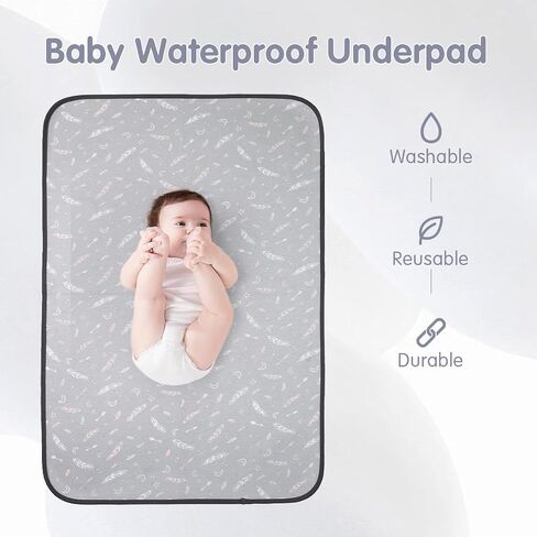 Baby Bed Pad Waterproof Washable Reusable Toddler Mattress Protector Underpads 4 Layer Bed Wetting Incontinence Pads Cover for Baby Toddler Children and Adults (Gray) in Saudi Arabia