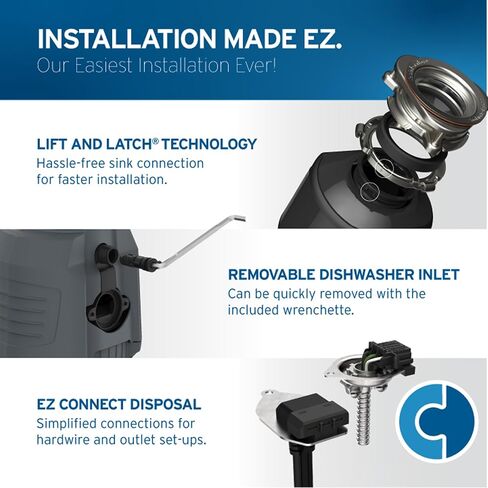 InSinkErator EVOLUTION 0.75HP 3/4 HP، السلسلة المتقدمة EZ Connect التغذية المستمرة للتخلص من نفايات الطعام، رمادي in Kuwait