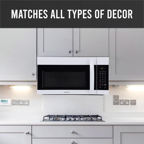 فرن ميكروويف فاربروير فوق النطاق، 1.7 قدم مكعب. قدم. - 1000 واط - إعادة تسخين تلقائي، طهي متعدد المراحل، ميزة الذوبان/التنعيم، قفل أمان للأطفال، شاشة LED - موفرة للمساحة وقوية - أبيض in Kuwait