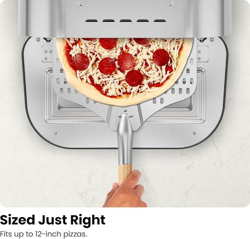 فرن بيتزا داخلي من شيفمان - يصنع بيتزا مقاس 12 بوصة في دقائق، ويسخن حتى 800 درجة فهرنهايت - صانع بيتزا كهربائي على سطح الطاولة مع 5 إعدادات مسبقة لشاشة اللمس، وحجر بيتزا وقشر - من الفولاذ المقاوم للصدأ in Kuwait