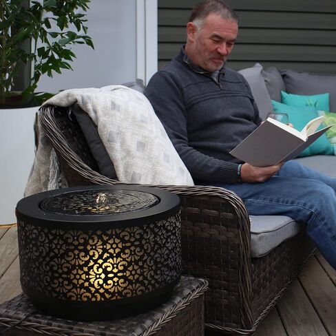 Sunnydaze نافورة مياه خارجية من الحديد المجلفن بقطر 15.75 بوصة × ارتفاع 9.5 بوصة مع أضواء LED - مضخة غاطسة كهربائية - أسود in Kuwait