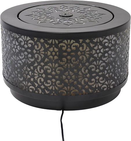 Sunnydaze نافورة مياه خارجية من الحديد المجلفن بقطر 15.75 بوصة × ارتفاع 9.5 بوصة مع أضواء LED - مضخة غاطسة كهربائية - أسود in Kuwait
