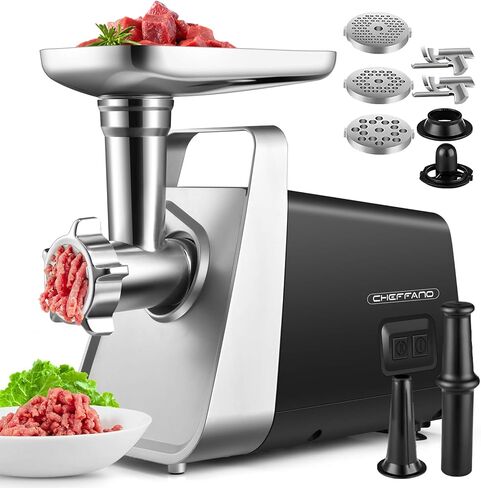 CHEFFANO Meat Grinder, 2600W Max Stainless Steel Meat Grinder Electric, ETL Approved Heavy Duty Meat Mincer Machine with 2 Blades, 3 Plates, Sausage Stuffer Tube & Kubbe Kit for Home Kitchen Use in Kuwait
