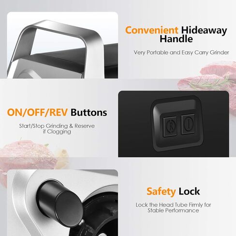 CHEFFANO Meat Grinder, 2600W Max Stainless Steel Meat Grinder Electric, ETL Approved Heavy Duty Meat Mincer Machine with 2 Blades, 3 Plates, Sausage Stuffer Tube & Kubbe Kit for Home Kitchen Use in Kuwait