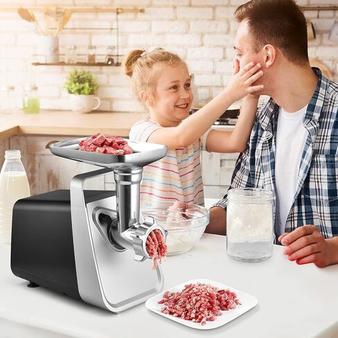 CHEFFANO Meat Grinder, 2600W Max Stainless Steel Meat Grinder Electric, ETL Approved Heavy Duty Meat Mincer Machine with 2 Blades, 3 Plates, Sausage Stuffer Tube & Kubbe Kit for Home Kitchen Use in Kuwait