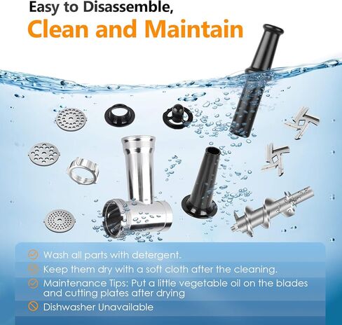 CHEFFANO Meat Grinder, 2600W Max Stainless Steel Meat Grinder Electric, ETL Approved Heavy Duty Meat Mincer Machine with 2 Blades, 3 Plates, Sausage Stuffer Tube & Kubbe Kit for Home Kitchen Use in Kuwait