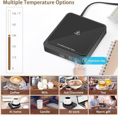جهاز تسخين كوب القهوة من فيرجوي، جهاز تسخين الأكواب الكهربائي بإغلاق تلقائي لمدة 4 ساعات مع لوحة تسخين كبيرة للمكاتب المكتبية والسفر والمنزل (20 وات) in Kuwait