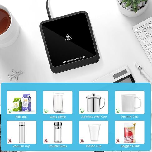 جهاز تسخين كوب القهوة من فيرجوي، جهاز تسخين الأكواب الكهربائي بإغلاق تلقائي لمدة 4 ساعات مع لوحة تسخين كبيرة للمكاتب المكتبية والسفر والمنزل (20 وات) in Kuwait