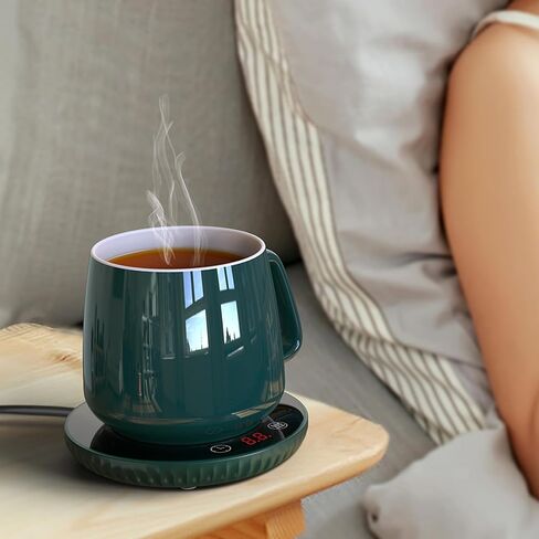 Coffee Mug Warmer, Cup Warmer for Desk with 8H Auto Shut Off, Cup Warmer with 2 Temperature Settings and 1-12H Timer, 122/140℉ Candle Wax Cup Warmer for Hot Tea, Milk at Home/Office in Kuwait