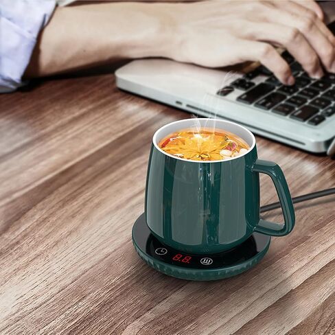 Coffee Mug Warmer, Cup Warmer for Desk with 8H Auto Shut Off, Cup Warmer with 2 Temperature Settings and 1-12H Timer, 122/140℉ Candle Wax Cup Warmer for Hot Tea, Milk at Home/Office in Kuwait