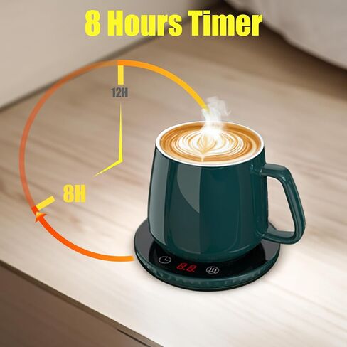 Coffee Mug Warmer, Cup Warmer for Desk with 8H Auto Shut Off, Cup Warmer with 2 Temperature Settings and 1-12H Timer, 122/140℉ Candle Wax Cup Warmer for Hot Tea, Milk at Home/Office in Kuwait