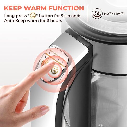 غلاية كهربائية من Pukomc - غلاية ماء ساخن سعة 1.7 لتر - غلاية شاي زجاجية بفتحة واسعة ومؤشر LED، إيقاف تلقائي وحماية من الغليان الجاف - السلسلة 9460 in Kuwait