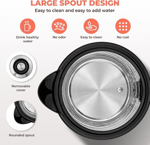 غلاية كهربائية من Pukomc - غلاية ماء ساخن سعة 1.7 لتر - غلاية شاي زجاجية بفتحة واسعة ومؤشر LED، إيقاف تلقائي وحماية من الغليان الجاف - السلسلة 9460 in Kuwait