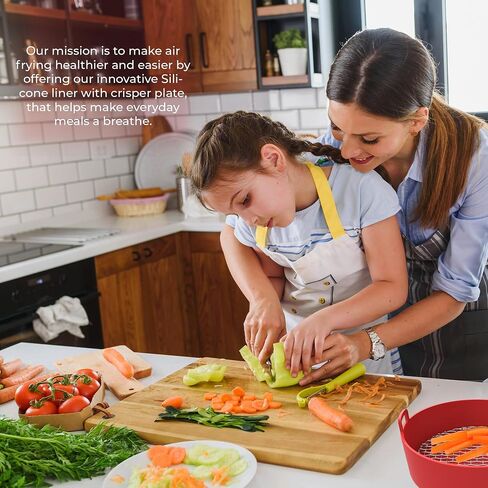 DoubleUCooking، بطانة مقلاة هوائية - مع رف معدني هش لتدفق الهواء 360 درجة، بطانات مقلاة هوائية من السيليكون قابلة لإعادة الاستخدام، بطانات سيليكون مقلاة هوائية سهلة التنظيف، بطانات مقلاة هوائية، سلة مقلاة هوائية من السيليكون (8 بوصة) in Kuwait