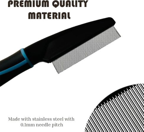 مشط البراغيث الاحترافي من Richpet للكلاب والقطط - أداة فعالة للعناية بالحيوانات الأليفة لإزالة البراغيث والقمل - مشط معدني من الفولاذ المقاوم للصدأ للكلاب والقطط مع مقبض مريح - مثالي للشعر الطويل والقصير in Kuwait