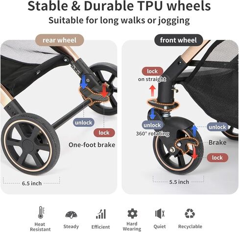 عربات الحيوانات الأليفة للكلاب الصغيرة والمتوسطة والقطط، بدون مدخل بسحاب مع مقبض ذو وجهين، عربة أطفال للركض والركض قابلة للطي بيد واحدة (كاكي) in Kuwait