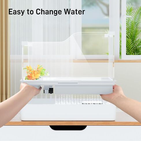 BUCATSTATE Turtle Tank Aquarium, Acrylic Tortoise Tank Starter Kit with Water Pump Filter, Basking Platform, Bottom Drainage for Hatchling Hermit, Crabs, Crayfish, Small Reptiles in Kuwait