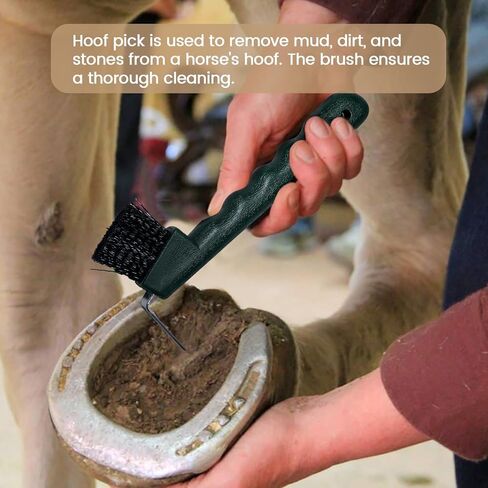 inoreal Sturdy Horse Hoof Pick Brush - Essential Equestrian Horse Grooming Tool for Gentle Hoof Care and Maintenance in Saudi Arabia