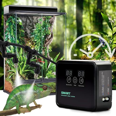 مرطبات الزواحف نظام رذاذ ذكي لمرابيات الزواحف، مستر الزواحف أوتوماتيكي مع مؤقت، 360 فوهة رذاذ قابلة للتعديل للحرباء والثعبان والسحلية والضفدع والسلحفاة in Kuwait