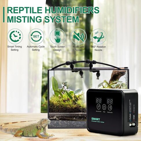مرطبات الزواحف نظام رذاذ ذكي لمرابيات الزواحف، مستر الزواحف أوتوماتيكي مع مؤقت، 360 فوهة رذاذ قابلة للتعديل للحرباء والثعبان والسحلية والضفدع والسلحفاة in Kuwait