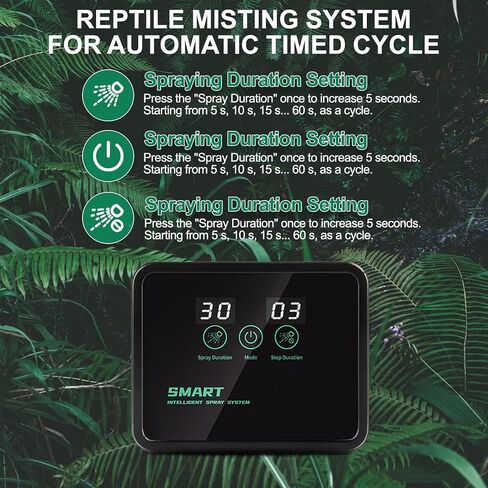 مرطبات الزواحف نظام رذاذ ذكي لمرابيات الزواحف، مستر الزواحف أوتوماتيكي مع مؤقت، 360 فوهة رذاذ قابلة للتعديل للحرباء والثعبان والسحلية والضفدع والسلحفاة in Kuwait
