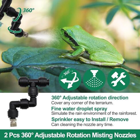 مرطبات الزواحف نظام رذاذ ذكي لمرابيات الزواحف، مستر الزواحف أوتوماتيكي مع مؤقت، 360 فوهة رذاذ قابلة للتعديل للحرباء والثعبان والسحلية والضفدع والسلحفاة in Kuwait
