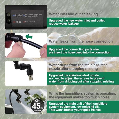 مرطبات الزواحف نظام رذاذ ذكي لمرابيات الزواحف، مستر الزواحف أوتوماتيكي مع مؤقت، 360 فوهة رذاذ قابلة للتعديل للحرباء والثعبان والسحلية والضفدع والسلحفاة in Kuwait