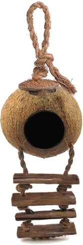 SunGrow Leopard Gecko Coconut Husk Hut with Ladder, with Shell Opening, Cave Habitat with Hanging Loop, 1 Pc per Pack in Saudi Arabia